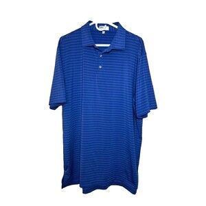 Peter Millar Polo Shirt Men's XL Blue Striped Performance Short Sleeve Comfort